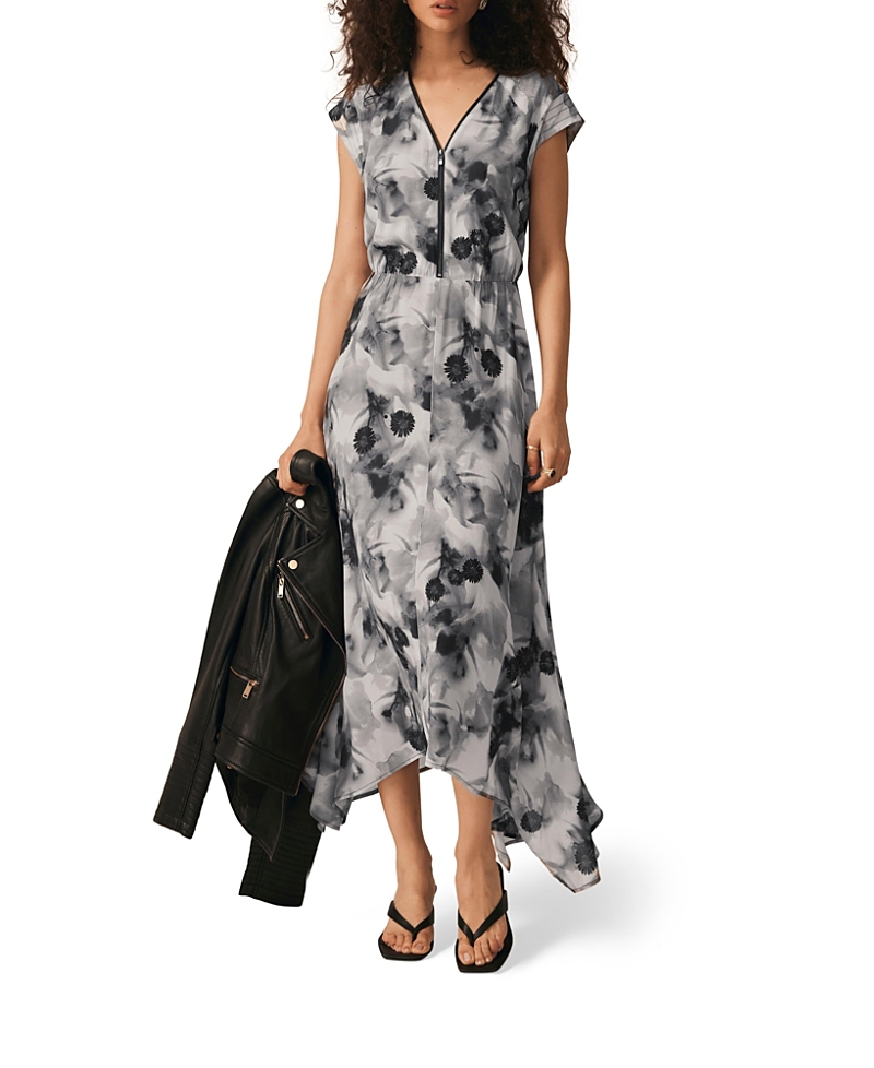 Mint Velvet Women's Abstract Print Midi Dress In Gray