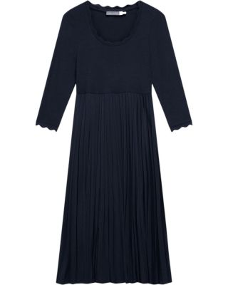 Women's Scallop Jersey Mix Midi Dress