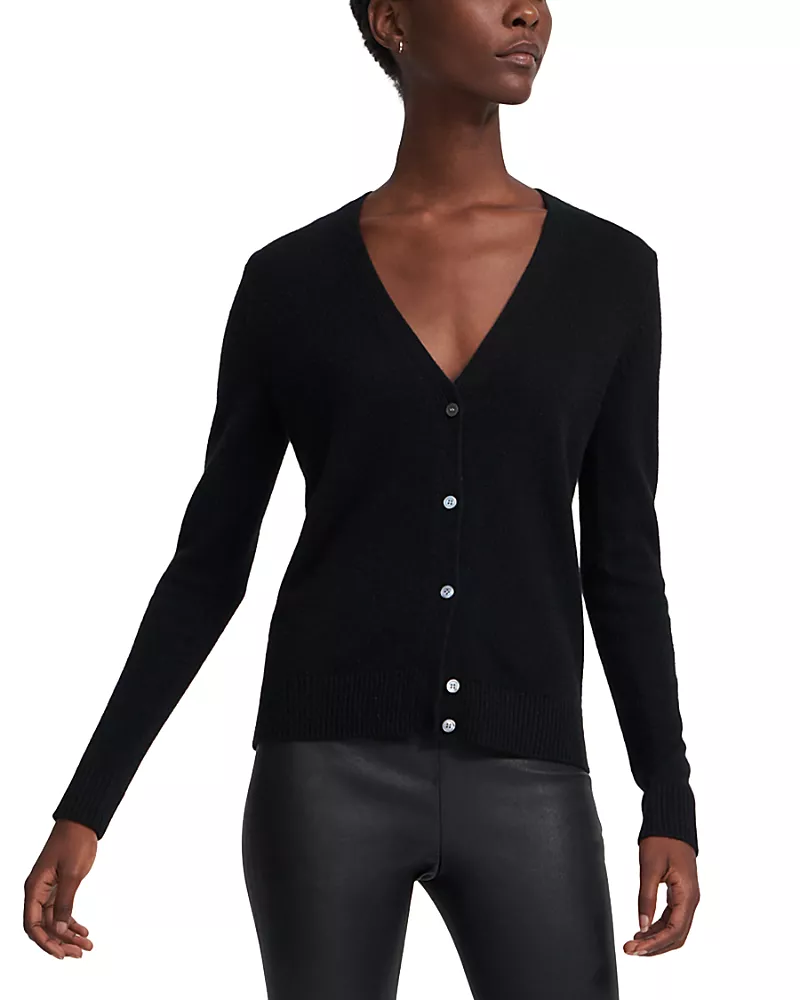Theory V Neck Cardigan in Feather Cashmere