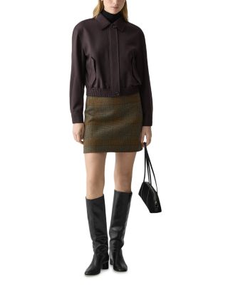 Cropped Track Jacket in Wool-Blend