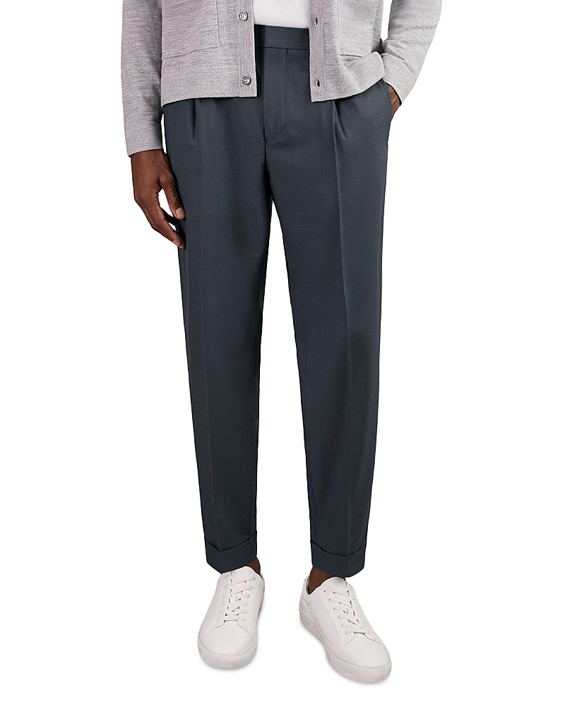 Reiss Brighton Relaxed Fit Pleated Trousers In Blue