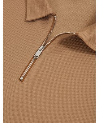 Textured Zip Polo Shirt