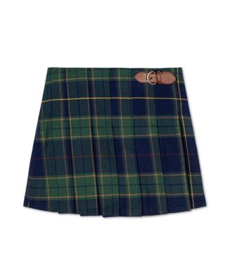 Girls&#39; Organic Pleated Skirt with Buckle Detail - Baby, Little Kid, Big Kid