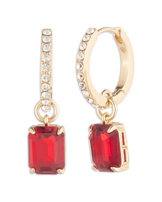 Stone Charm Hoop Earrings