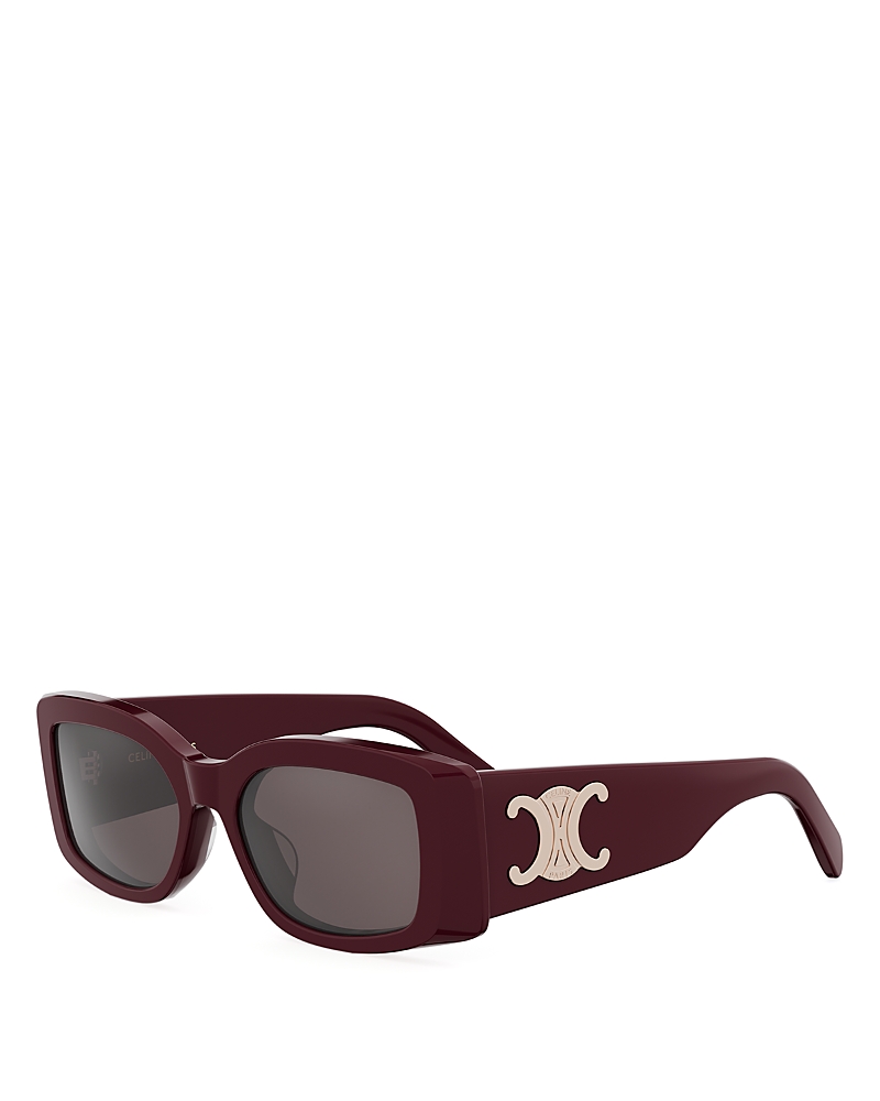 Celine Triomphe 53mm Rectangular Sunglasses In Burgundy