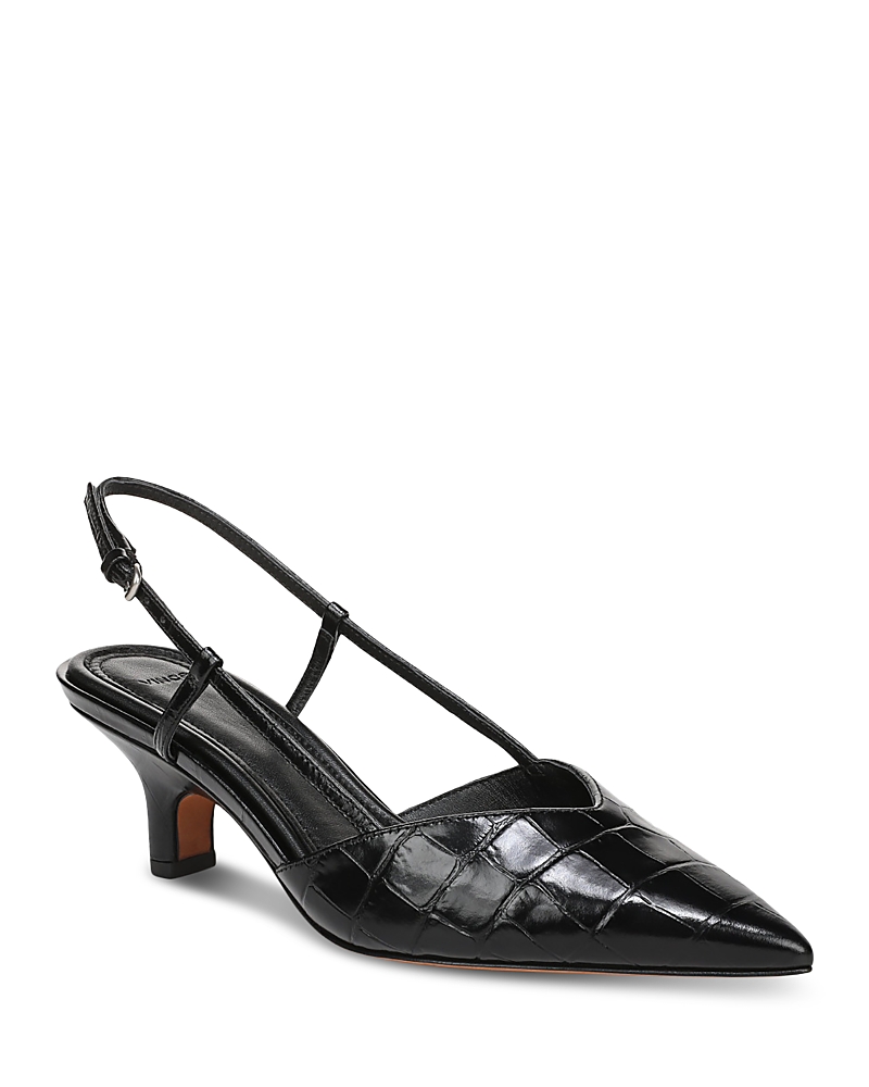 Vince Levvy Slingback Pointed Toe Kitten Heel Pump In Black