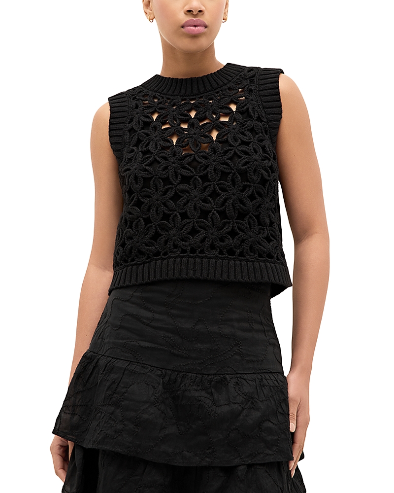 Marie Oliver Thea Crocheted Sleeveless Top In Black