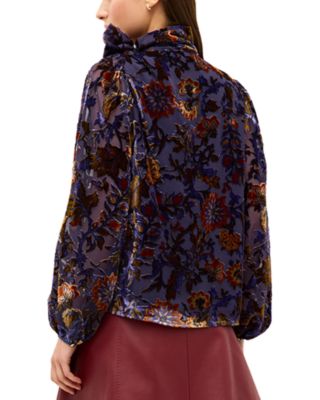 Vivianne Tie Neck Velvet Pattern Top