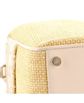  Medium Fringe Logo Convertible Tote Raffia with Leather