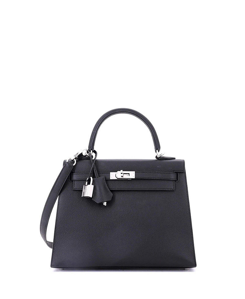 Pre-owned Pre-owned Hermes Hermes Kelly 25 Handbag Black Epsom With Palladium Hardware