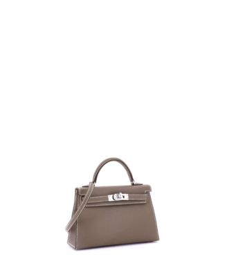  Kelly 20 Handbag Grey Epsom with Palladium Hardware