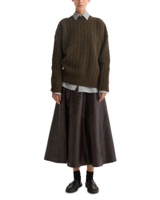 A Line Croco Leather Skirt