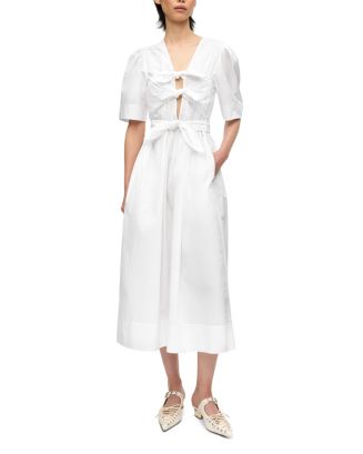 ganni double cotton dress White Stretch Tie Strap Midi Ganni brand Women's size:16 gala night dress Toddler Girls' Black Dresses It is made from