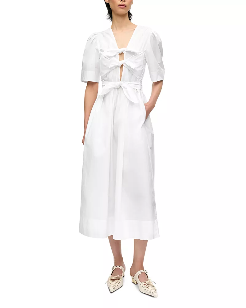 Ganni White Stretch Cotton Dress