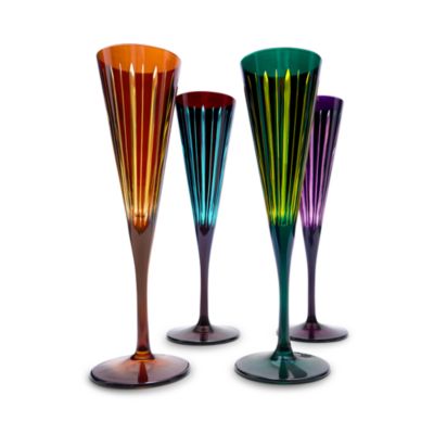 Prism Champagne Flutes, Set of 4, Assorted