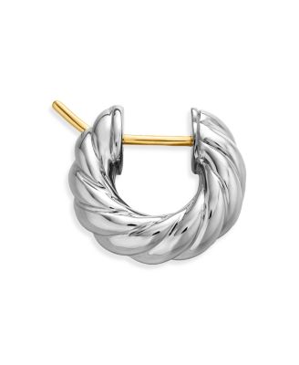 Sculpted Cable Hoop Earrings in Sterling Silver, 14.4mm