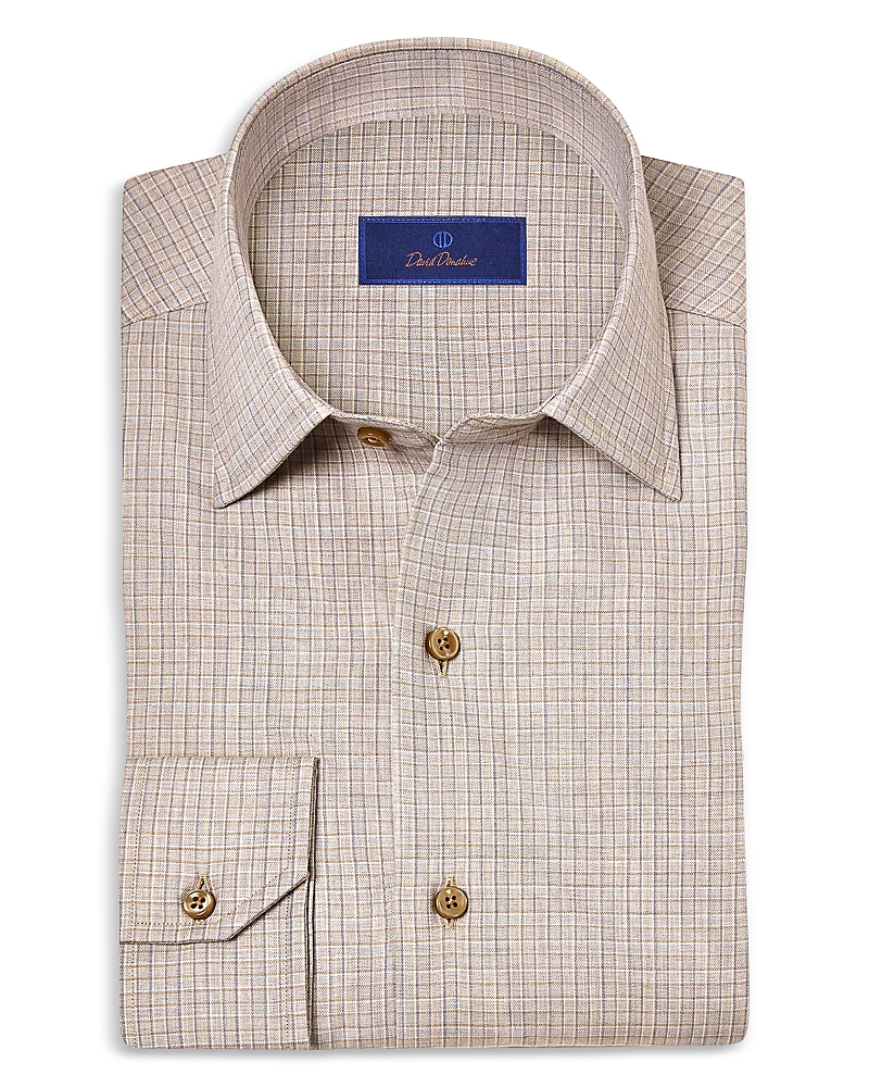 David Donahue Printed Sport Shirt In Neutral