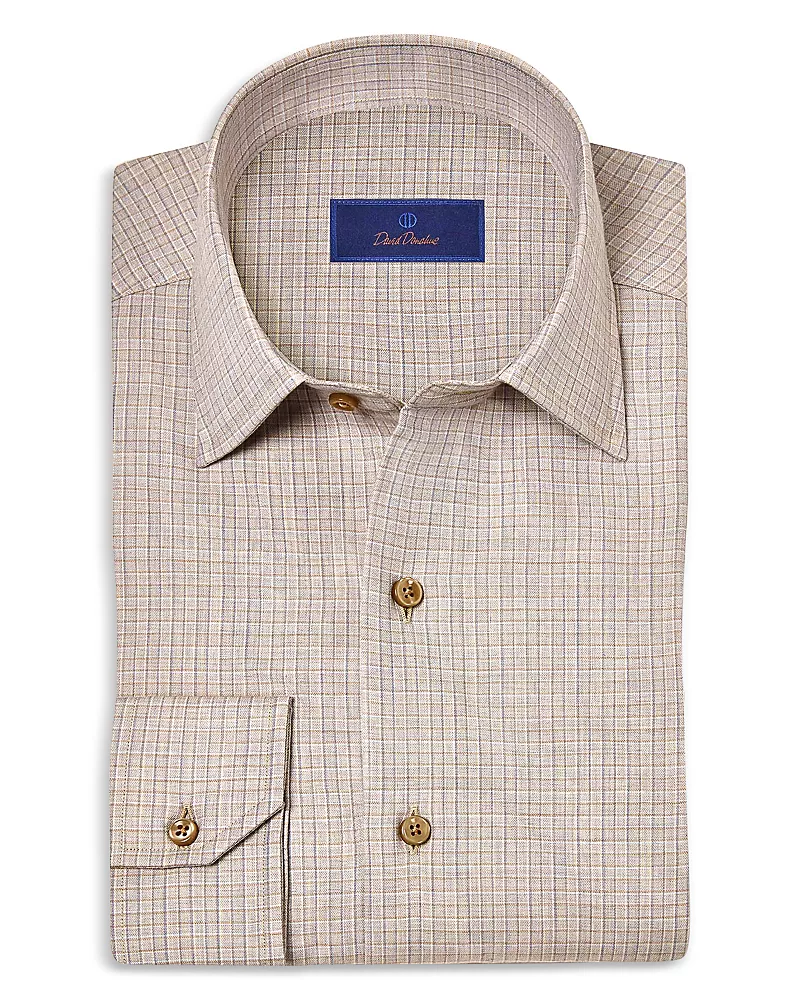 David Donahue Cashmere Blend Twill Check Sport Shirt