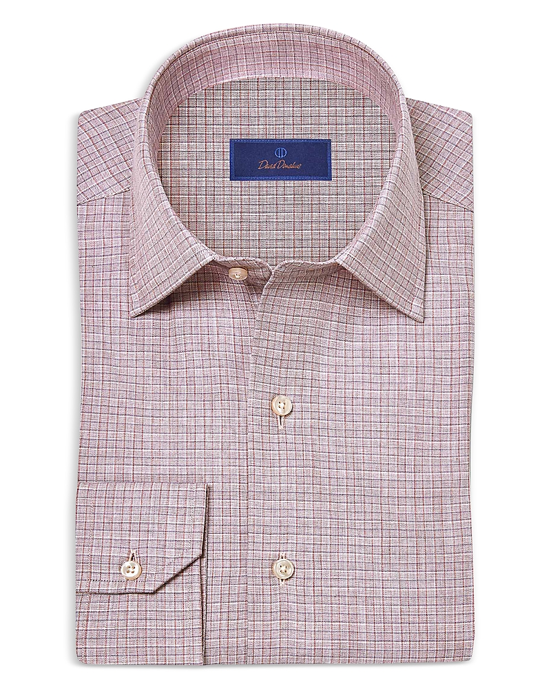 David Donahue Printed Sport Shirt In Pink