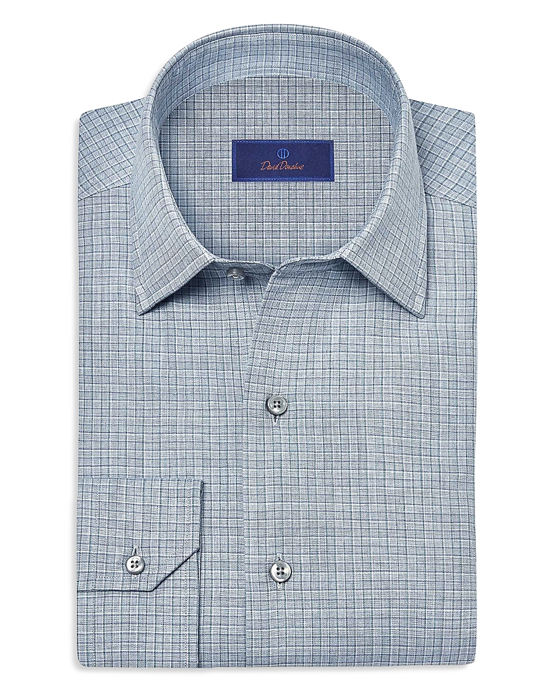David Donahue Printed Sport Shirt In Blue