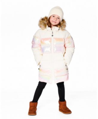 Girls' Long Metallic Puffy Winter Coat - Big Kid