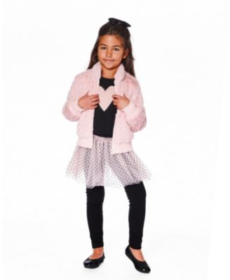 Girls' Faux Fur Jacquard Jacket - Big Kid