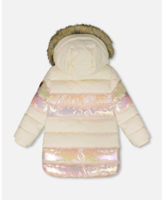 Girls' Long Metallic Puffy Winter Coat - Little Kid
