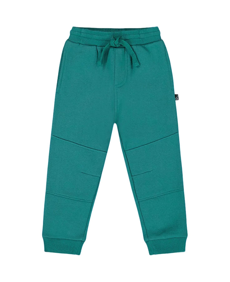 Deux Par Deux Boys' Fleece Sweatpants With Articulated Knees - Baby In Green