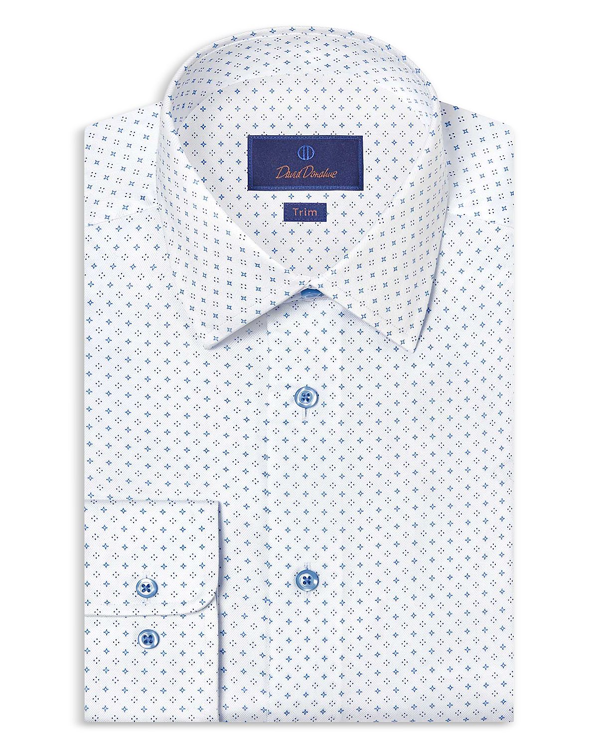 David Donahue Slim Fit Printed Dress Shirt