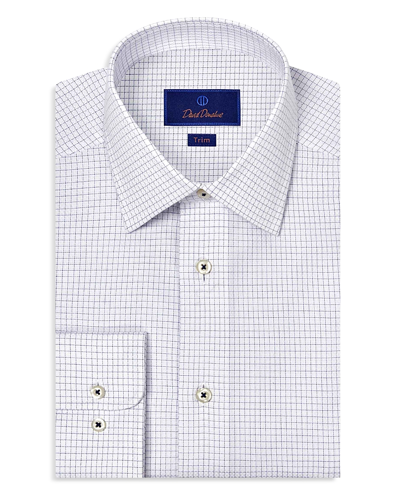 David Donahue Slim Fit Printed Dobby Dress Shirt In White