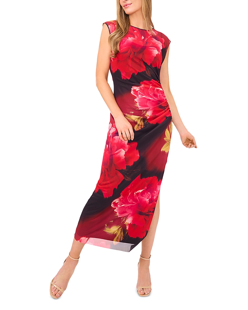 Ted Baker Short Sleeve Mesh Column Dress In Red