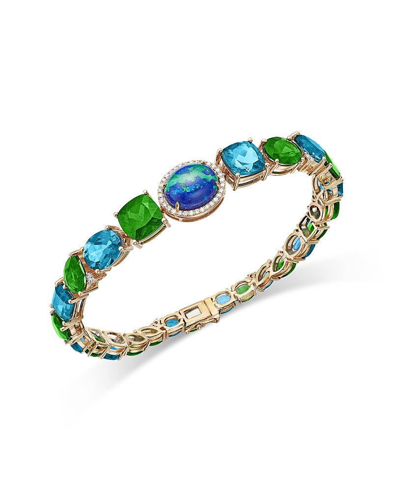 Bloomingdale's Fine Collection Multi-gemstone & Diamond Link Bracelet In 14k Yellow Gold In Gold