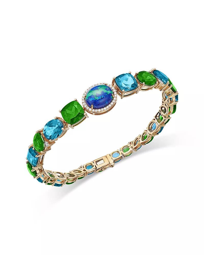 Bloomingdale's Fine Collection Multi-Gemstone & Diamond Link Bracelet in 14K Yellow Gold