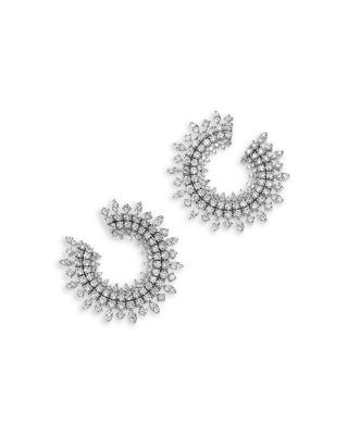 Diamond Front to Back Hoop Earrings in 14K White Gold, 2.0 tcw