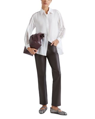 Doroty Leather Straight Jeans in Brown