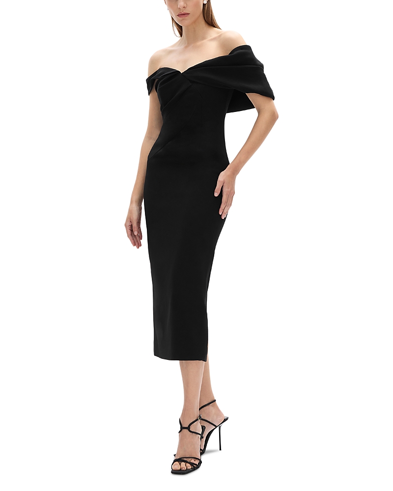 Rachel Gilbert Mattie Off-the-shoulder Dress In Black