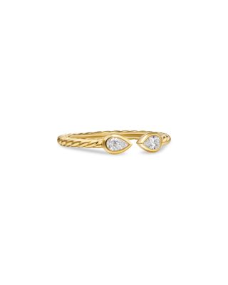 Petite Modern Renaissance&reg; Open Pear Ring in 18K Yellow Gold with Diamonds, 3.7mm