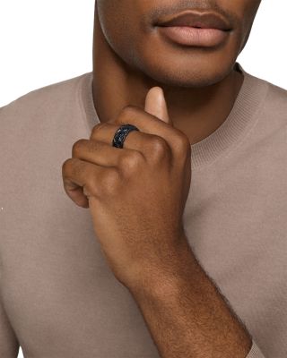 Hex Stack Ring in Black Titanium with Black Diamonds, 9.3mm