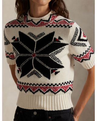 Snowflake Mockneck Short Sleeve Sweater