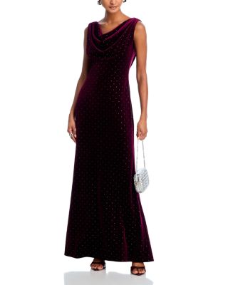 Velvet Cowl Neck Gown