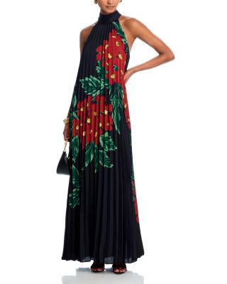 Lester Pleated Halter Dress