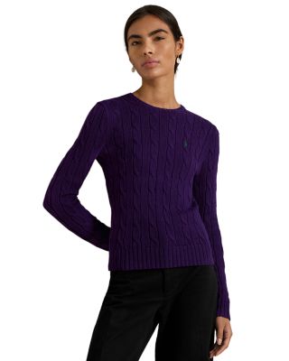 Cable Knit Cotton Crewneck Sweater