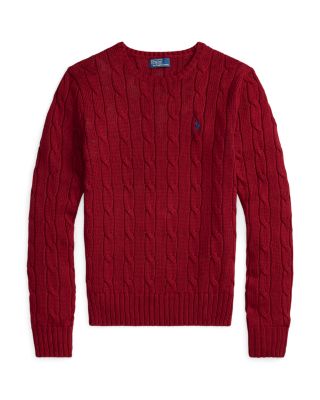 Cable Knit Cotton Crewneck Sweater