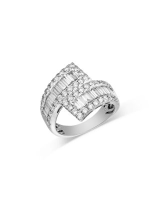 Diamond Bypass Ring in 14K White Gold, 2.1 tcw