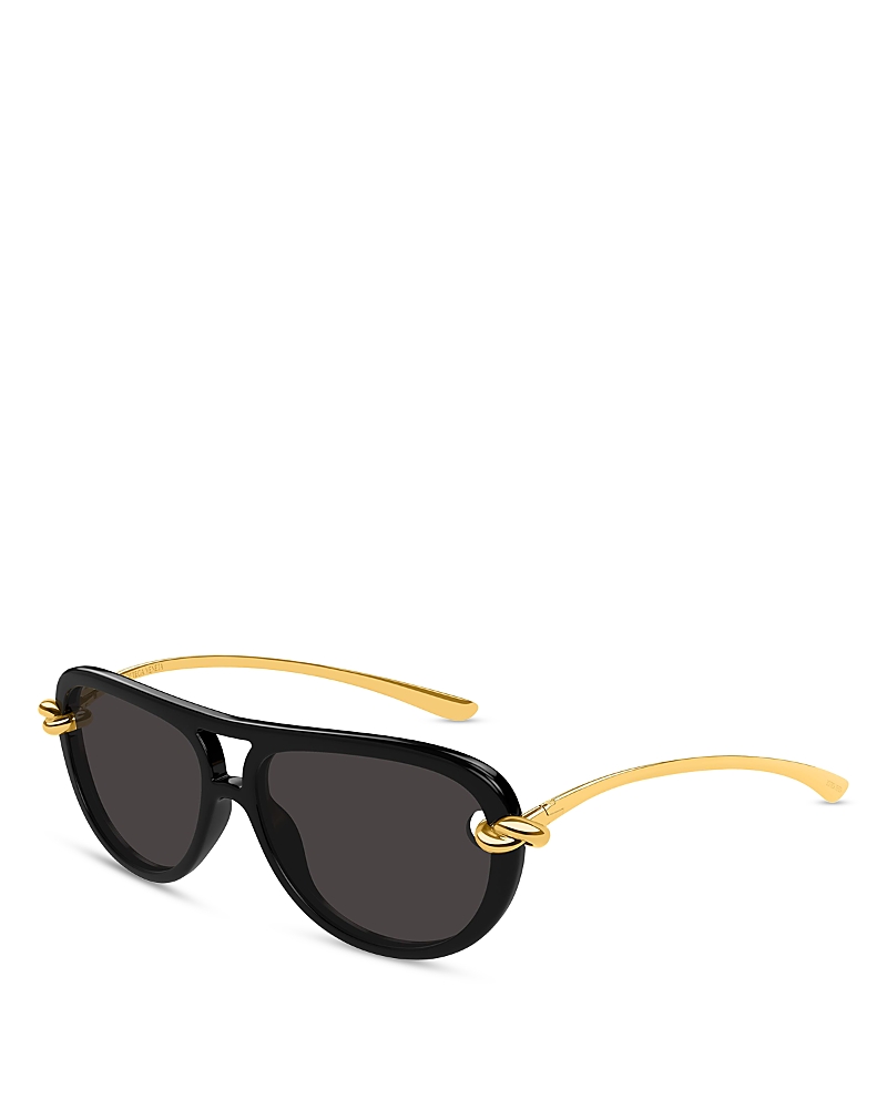 Bottega Veneta Black-gold-grey Bio Injection Sunglasses In Black