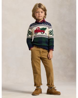 Boys' Truck Intarsia Cotton Sweater - Little Kid