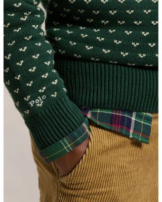 Boys' Reindeer Intarsia Cotton Blend Sweater - Big Kid