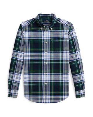 Boys' Plaid Cotton Oxford Shirt - Big Kid