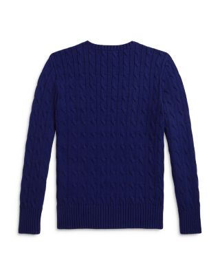 Boys' Polo Bear Cable Knit Cotton Sweater - Big Kid