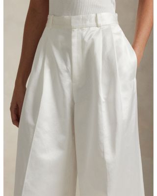 Pleated Satin Wide Leg Pant